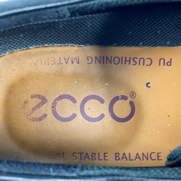 Ecco Helsinki Mens Oxford Shoes Size 7.5 Black Leather Bicycle Toe Lace Up - Picture 11 of 12